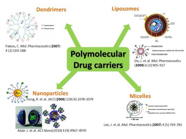 Ideally, a drug should arrive to the target tissue. Several polymolecular drug carriers have been developed.